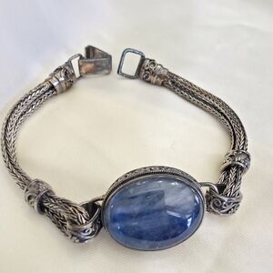 Himilayan Kyanite, Sterling Silver Double Rope Style Bracelet